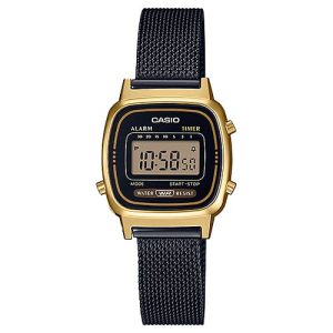 Casio Vintage Black Stainless Steel Mesh Band Watch LA670WEMB-1D