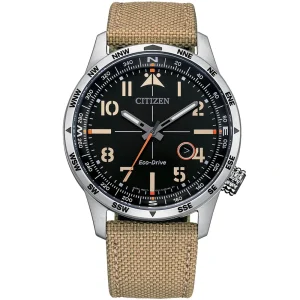 Citizen Eco Drive Nylon Strap Black Dial Watch BM7550-10E