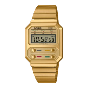 Casio Vintage Digital Gold Stainless Steel Watch A100WEG-9A