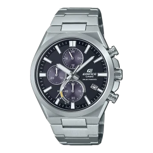 Casio Solar Powered Chronograph Black Dial Stainless Steel Watch EQS950D-1A