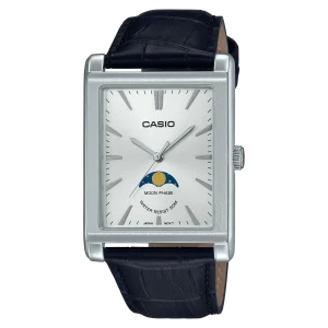 Casio Standard White Dial Black Leather Strap Watch MTPM105L-7A