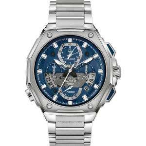Bulova Precisionist Chronograph Blue Dial Mens Watch 96B349