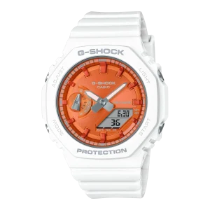 G-Shock Analog-Digital Orange Dial White Resin Band Watch GMAS2100WS-7A