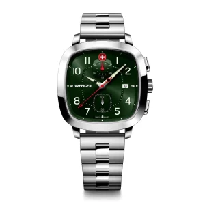 Wenger Vintage Sport Chrono 39.5mm Green Dial Stainless Steel Watch 01.1933.112