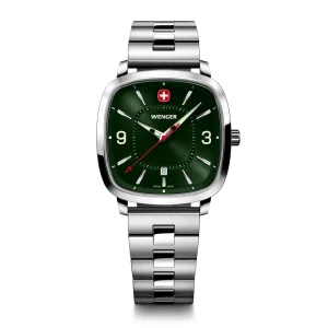 Wenger Vintage Sport 37mm Green Dial Stainless Steel Watch 01.1921.111
