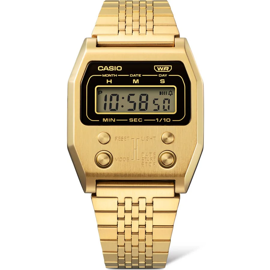 Casio Vintage Gold Stainless Steel Band Watch A1100G-5D - Image 2
