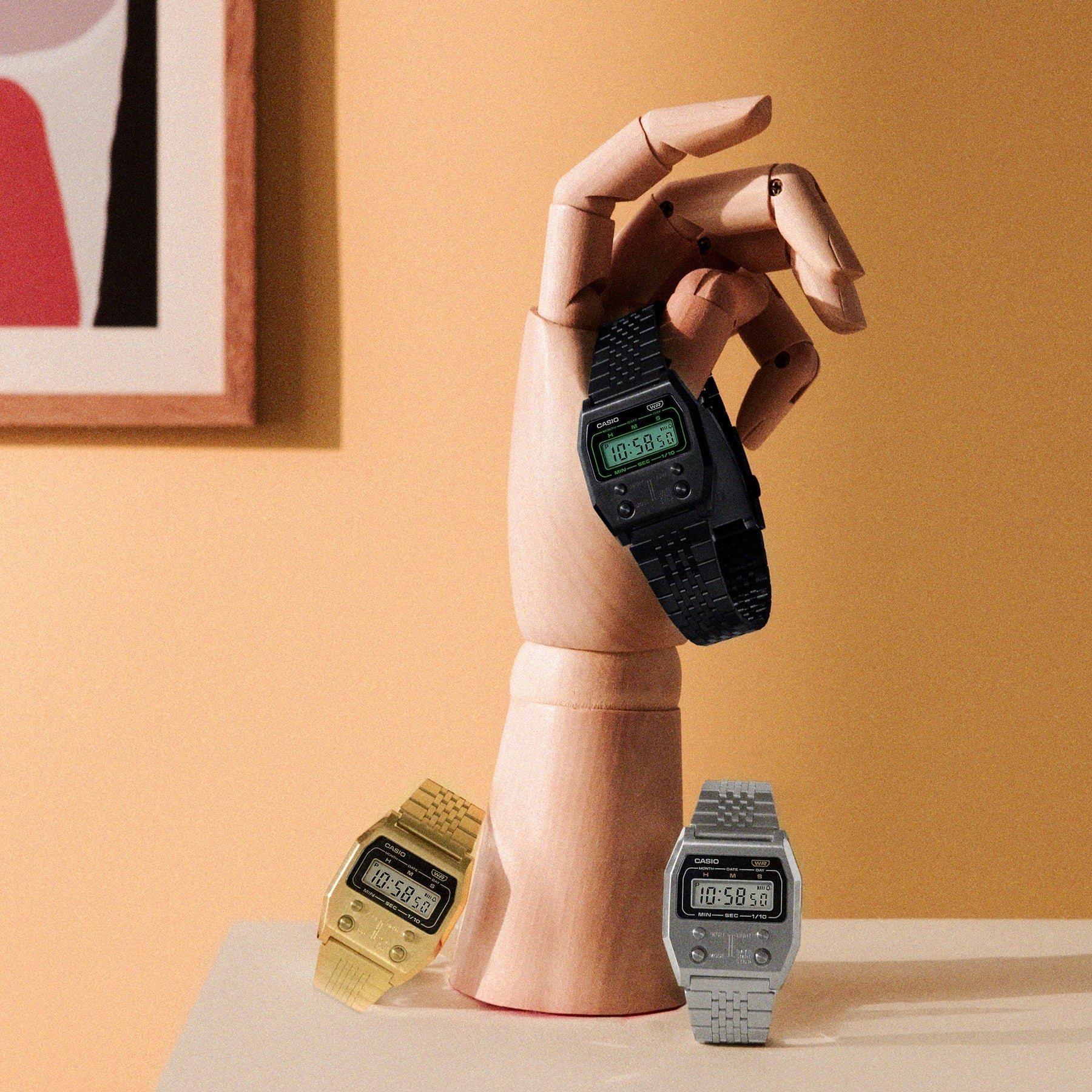 Casio Vintage Gold Stainless Steel Band Watch A1100G-5D - Image 4