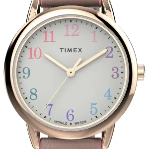 Timex Easy Reader Classic Pink Leather Strap Watch TW2W32300