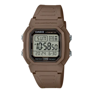 Casio Digital Brown Resin Band Grey Dial Watch W800H-5A
