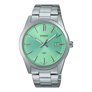 Casio Standard Silver Stainless Steel Green Dial Watch MTPVD03D-3A2