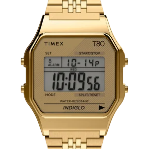 Timex T80 34mm Gold Watch TW2R79200
