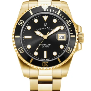 JDM Swiss-Made Pro Scuba 43 Gold and Black Watch JWG02803