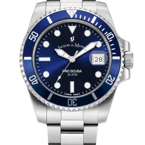 JDM Swiss-Made Pro Scuba 43 Stainless Steel and Blue Watch JWG02802