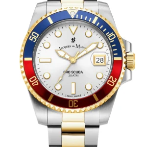 JDM Swiss-Made Pro Scuba 43 Two Tone Red/Blue Bezel Watch JWG02805
