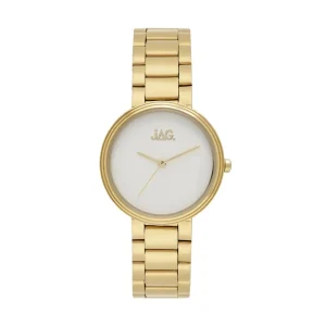 Jag Natalie White Matt Dial Gold Plated Womens Watch