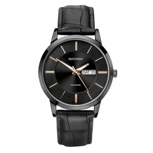 Sekonda Silver Case Black Dial Mens Watch
