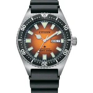 Citizen Promaster Automatic Polyurethane Strap Orange Dial Watch NY0120- 01Z