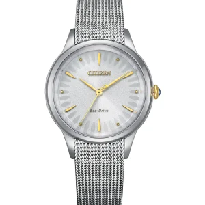Citizen Eco-Drive Stainless Steel White Dial Watch EM0814- 83A
