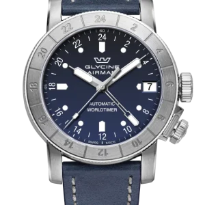 Glycine Airman 46 GMT Blue Leather Band Watch GL0060