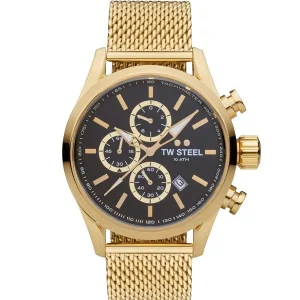 TW Steel Volante 48mm Chronograph Yellow Gold Mesh