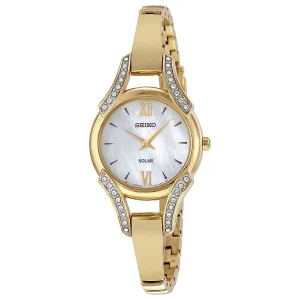 Seiko Solar Mother Of Pearl Gold-Tone Womens Watch