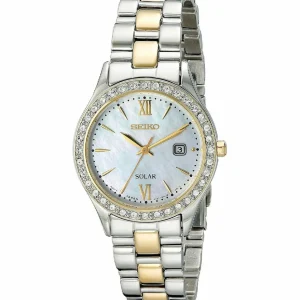 Seiko Womens Sut074 Dress Two-Tone Stainless Steel Swarovski Crystal-Accented Solar Watch