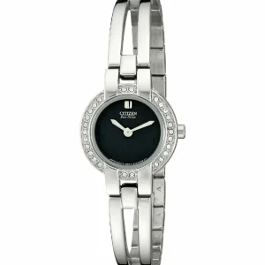 Citizen Silhouette Eco-Drive Black Dial Stainless Steel Bangle Womens Watch