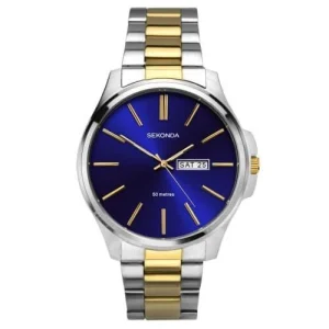 Sekonda Blue Dial Mens Quartz Watch Stainless Steel Bracelet 40mm