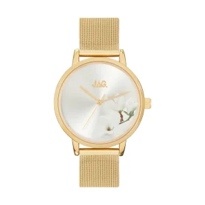 Jag Mia White Floral Stainless Steel Womens Watch