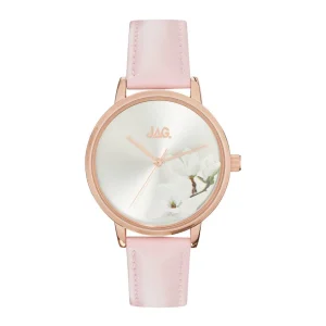 Jag Mia Floral Pink Leather Womens Watch
