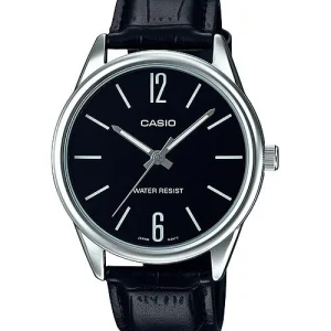 Casio Mtp-V005L-1B Mens Standard Analog Black Leather Band Black Dial Watch