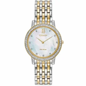 Citizen Silhouette Crystal Mother Of Pearl Dial Womens Watch Set