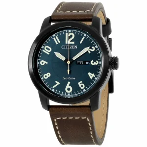 Citizen Chandler Dark Blue Dial Brown Leather Mens Watch