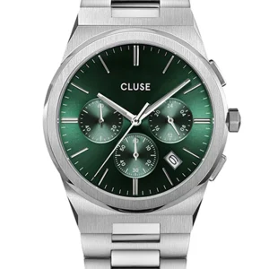 CLUSE Vigoureux Chronograph Green/Silver Link CW20803