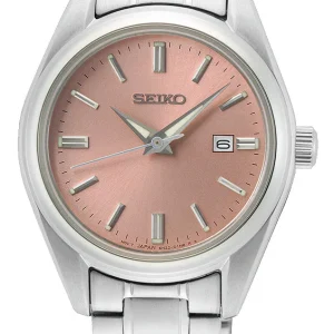 Seiko Stainless Steel Sapphire Quartz Salmon Dial Watch SUR529P