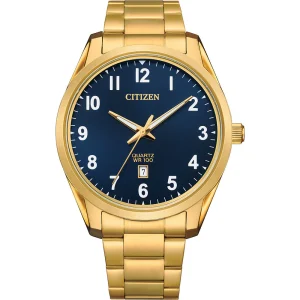 Citizen Quartz Blue Dial Gold Mens Watch BI1039-59L