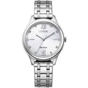 Citizen Dress White Patterned Dial Women's Watch EM0500-73A