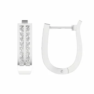 Diamond Huggie Earrings With 0.50ct Diamonds In 9K White Gold