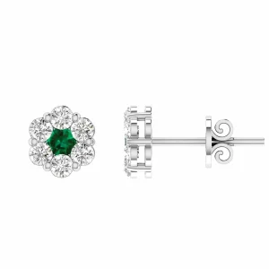 Emerald Diamond Stud Earrings With 0.37ct Diamonds In 9K White Gold
