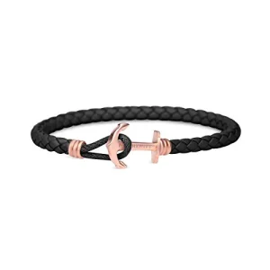 Paul Hewitt Phrep Lite Leather Rose Gold / Black Bracelet - L