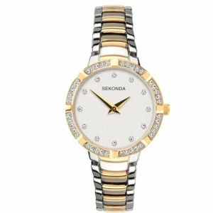 Sekonda Gold Case Silver Dial Womens Watch