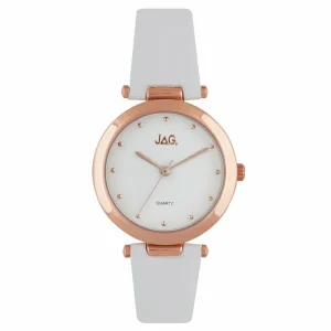 Jag Isla White Dial White Strap Womens Watch