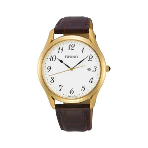 Seiko Daywear Leather Band Mens Watch SUR306P