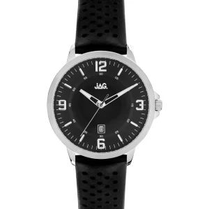 Jag Archie Black Leather Mens Watch