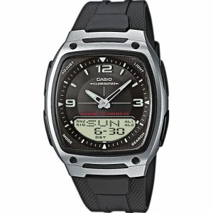 Casio Analog-Digital Black Resin Strap Mens Watch Aw81-1A1