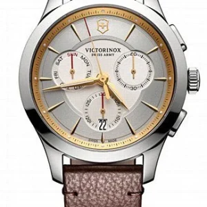 Victorinox Alliance Silver Dial Brown Leather Mens Chronograph Watch