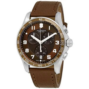 Victorinox Chrono Classic Xls Brown Dial Brown Leather Mens Watch