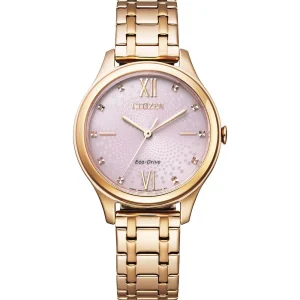 Citizen Dress Pink Patterned Dial Women's Watch EM0503-75X