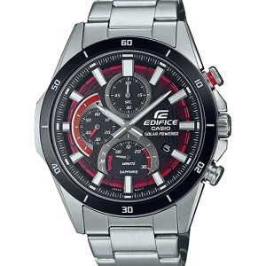 Casio Edifice Black with Red Dial Chronograph Metal Band Watch EFSS610DB-1A
