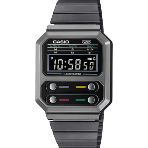 Casio Vintage Revival F100 All Black Dual Time Digital A100WEGG-1A